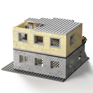 乐高军事基地积木二战废墟场景建筑房子战壕碉堡废弃大楼LEGO堡垒
