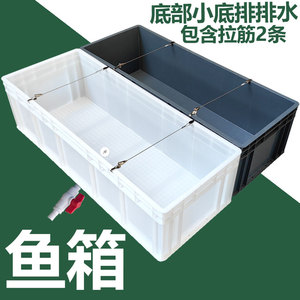 鱼箱加厚带拉筋排水鱼缸底排养殖箱乌龟缸水族箱海鲜缸大号塑料箱