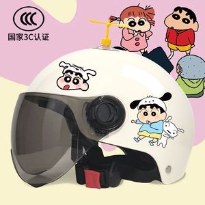 3C认证蜡笔小新电动车头盔男女士竹蜻蜓四季通用可爱儿童安全帽
