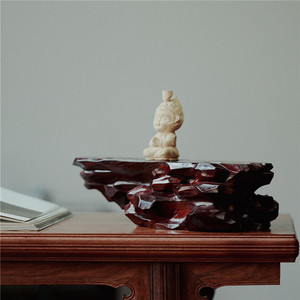 小叶紫檀老料太湖石底座雕刻工艺品摆件茶壶鱼缸奇石头木质底座托