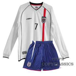 2002世界杯经典复刻英格兰主场7号贝克汉姆10号欧文长短袖球衣