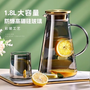 德国冷水壶玻璃耐高温凉水杯果茶壶大容量冰水壶凉茶壶家用凉水壶