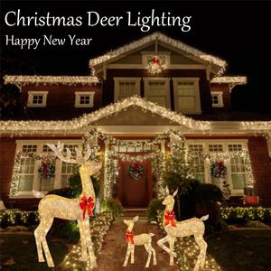 诞节户外花园圣诞发光鹿装饰led造型灯发光鹿雪花铃铛庭院景观灯