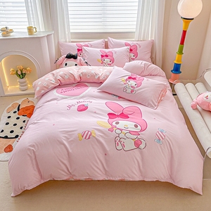 三丽鸥四件套全棉儿童床品套件纯棉女孩卡通床单被套床笠上下铺床