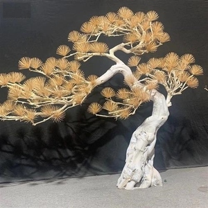 仿真松树迎客松马尾松雪松大型实木枯树根雕造型汉景装饰造景摆件