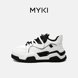 MYKI【宇宙联合】2024夏季新款透气网面小白鞋真皮撞色女休闲板鞋