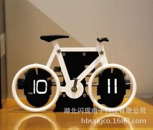 创意妙刻自行车翻页钟个性单车造型桌面翻叶钟表简约家居装饰摆件