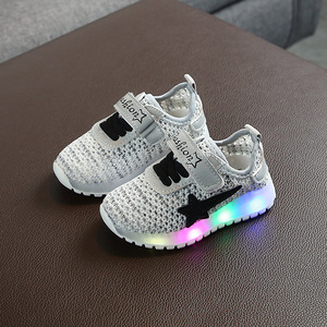 回力清仓特价夏季新款儿童飞织发光学步鞋镂空透气网鞋LED闪灯美