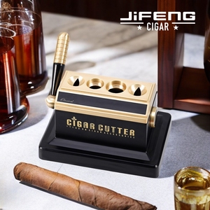 Jifeng季风台式雪茄剪刀高档开孔器打孔器断头台4孔V型雪茄钳礼品