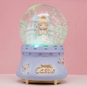 城堡小女孩水晶球公主教师节玻璃摆件音乐盒梦幻女生儿童生日礼物