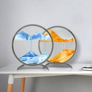 3D立体创意镜面流沙画办公室客厅书房家居摆件玻璃沙漏装饰工艺品