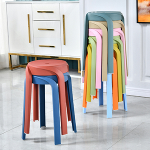 家用加厚塑料凳子室外靠背塑料凳可叠放客厅餐桌板凳圆凳胶凳高凳