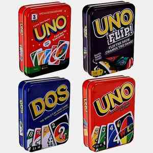 聚会UNO桌游牌加厚UNO扑克牌豪华铁盒装便携UNO优诺乌诺棋牌现货