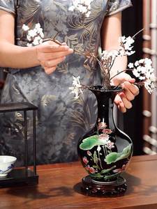 景德镇陶瓷器花瓶摆件客厅插花现代中式家居电视柜干花装饰品瓷瓶