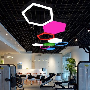LED办公室健身房网咖六角灯具六边形异形蜂巢窝造型灯工业风吊灯