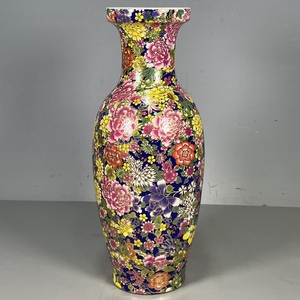 大清乾隆年制五彩花卉图纹瓶家居装饰品仿古瓷瓶收藏工艺品摆件