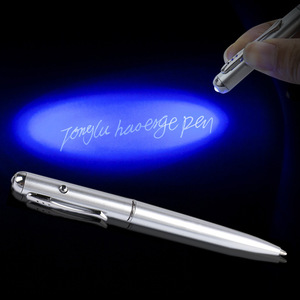 新款创意塑料圆珠笔 隐形UV发光加工uv笔广告笔镭射LOGO组装灯笔4