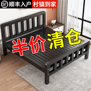 铁艺床双人床家用1.5米单人床加厚加固1.8米出租房屋用不锈钢架床
