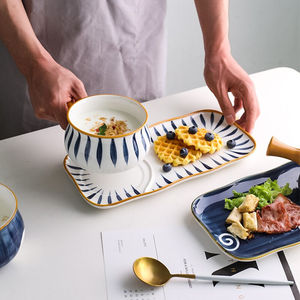 川岛屋日式一人食碗碟套装家用陶瓷碗盘餐具套装西餐盘早餐盘燕麦