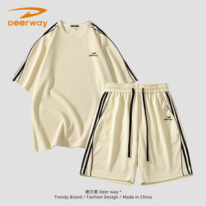 德尔惠运动套装男生夏季冰丝短袖t恤短裤男装一套搭配运动两件套