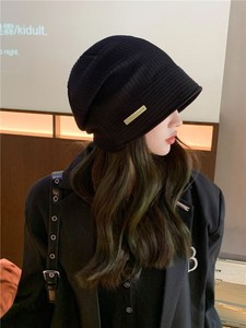 韩版时尚堆堆帽女秋冬季防寒保暖套头帽日系简约骑车护耳包头帽子
