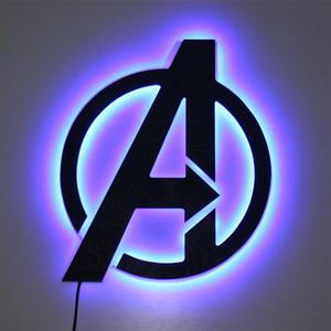 新款漫威复仇者联盟Avengers创意LED夜灯壁灯家饰灯超级英雄标志