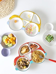 餐具分格盘儿童餐盘 家用分隔创意盘子陶瓷卡通可爱宝宝防摔套装