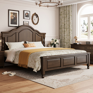 顾家家居复古美式床实木床1.8米双人床主卧床1.5m现代简约家具2米