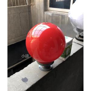 。大门灯红色球形柱头灯红球围墙红光LED圆球灯户外防水太阳能光