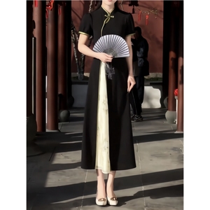 知江南新中式国风长裙夏季收腰显瘦高级感时尚设计精致旗袍连衣裙