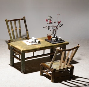 竹桌椅组合中式阳台飘窗桌子复古小茶几边几禅意茶桌竹子制品家具