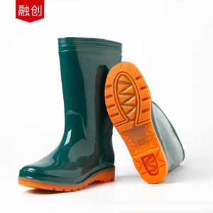回力雨靴 女式中筒蓝色PVC橡胶厨房防滑雨鞋成人户外休闲防水鞋定