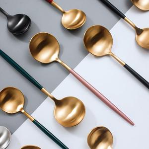 日本铜勺子纯铜家用精致漂亮的餐具小学生饭勺铜勺子漂亮精致的勺
