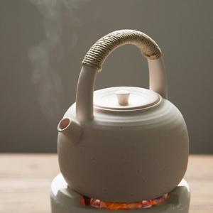 手工日本白泥提梁煮茶壶炭炉陶土砂铫普洱煮茶器电陶炉烧水壶