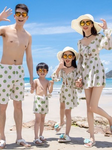 迪卡农沙滩温泉亲子装泳衣洋气父女父子母子母女防晒一家三口全家