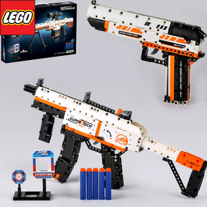 LEGO乐高可发射软弹 沙漠之鹰手枪AK47巴雷特MP5狙击抢男孩子拼装