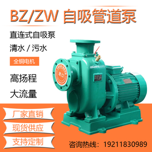 ZW自吸污水泵大流量三相卧式管道离心增压泵无堵塞排污泵BZ自吸泵