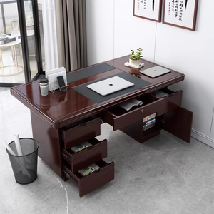 现代中式办公桌商用单人办公室职员台式电脑桌家用书桌带锁工作桌