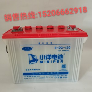 小洋大容量动力足水电池6DG120型电动车叉车堆高车洗地机专用电瓶