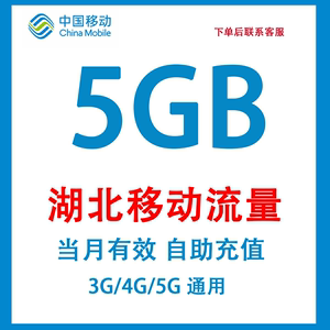 湖北移动充值流量包5G月包全国通用流量3/4/5G流量叠加包当月有效