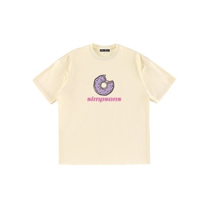 陈星旭同款TheSimpsons辛普森一家字母Logo甜甜圈卡通印花短袖T恤