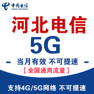 河北电信流量充值5G月包支持4G5G网不可提速全国通用包当月有效SD