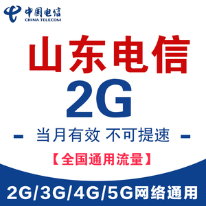 山东电信流量充值2G月包全国通用支持4G5G网络不可提速当月有效SD