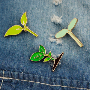 欧美外贸新款 创意个性森林系树叶植物豆芽胸针领针爆款衣饰