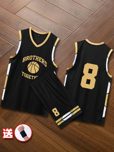 耐克正品儿童球衣篮球男孩定制黑金色小学生运动比赛训练队服背心