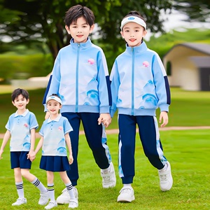 幼儿园园服夏中国风纯棉学院毕业照班服套装短袖运动会小学生校服