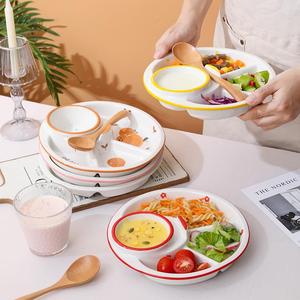 陶瓷分格创意餐盘成人儿童家用个人专用碗一人食定量减脂减肥餐具