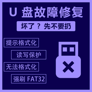 U盘修复软件维修优盘恢复SD卡相机格式化读写保护量产刷FAT32格式