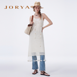 JORYA商场同款2024夏季新款度假风无袖针织连衣裙女Q123404B