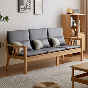 北欧实木沙发小户型客厅冬夏两用满铺全实木三人位日式原木色沙发